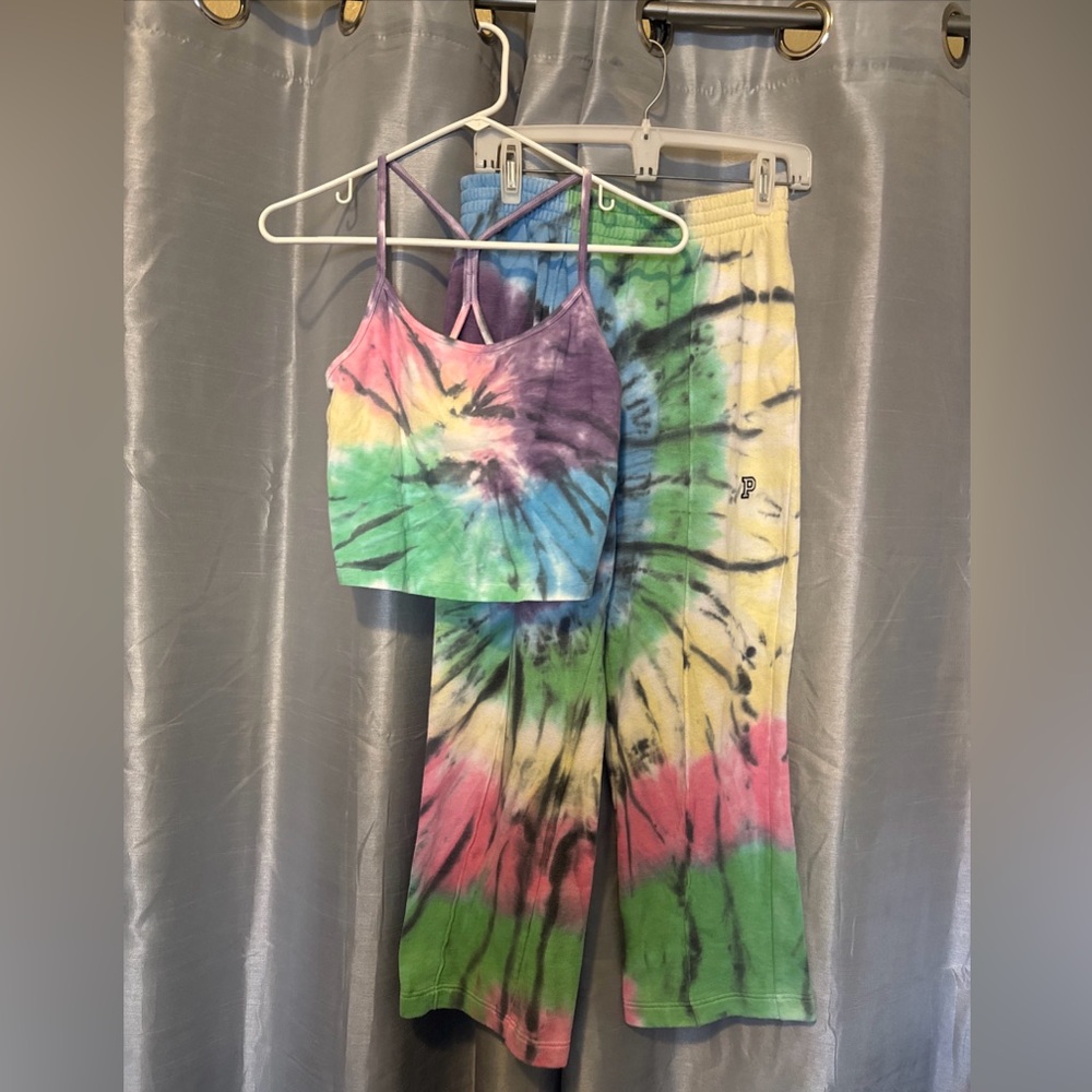 Victoria's Secret PINK 2-piece Set Tie Dye Lounge Sweatpants Crop Top Small